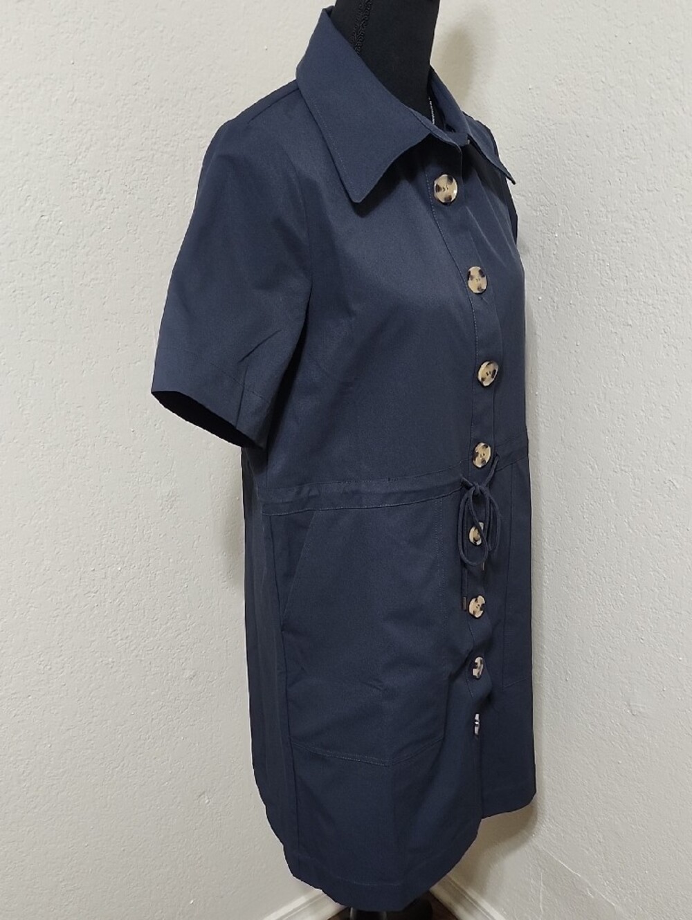 Tuckernuck Navy Blue Drawstring Carson Shirt Dress Sz S EUC Quiet Luxury Minimal - Picture 11 of 12